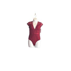 NWT Sophie B Red Lace Short Sleeve Bodysuit Lingerie